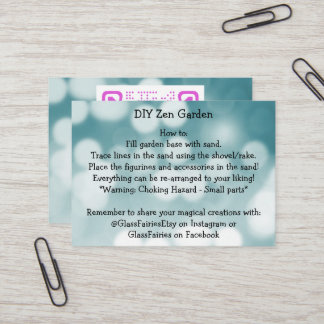 Cartão De Visita VidroFadas de Jardim do Zen