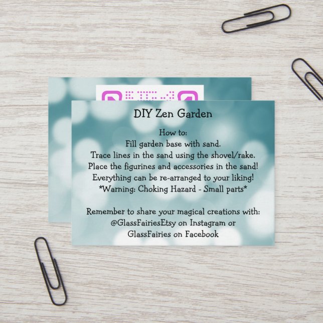 Cartão De Visita VidroFadas de Jardim do Zen (Frente/Verso In Situ)