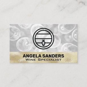 Cartão De Visita Vidros Dourados  Barril de Vinho