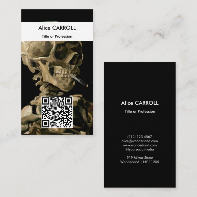 Cartão De Visita Vincent van Gogh - Crânio - Código QR (Frente/Verso)