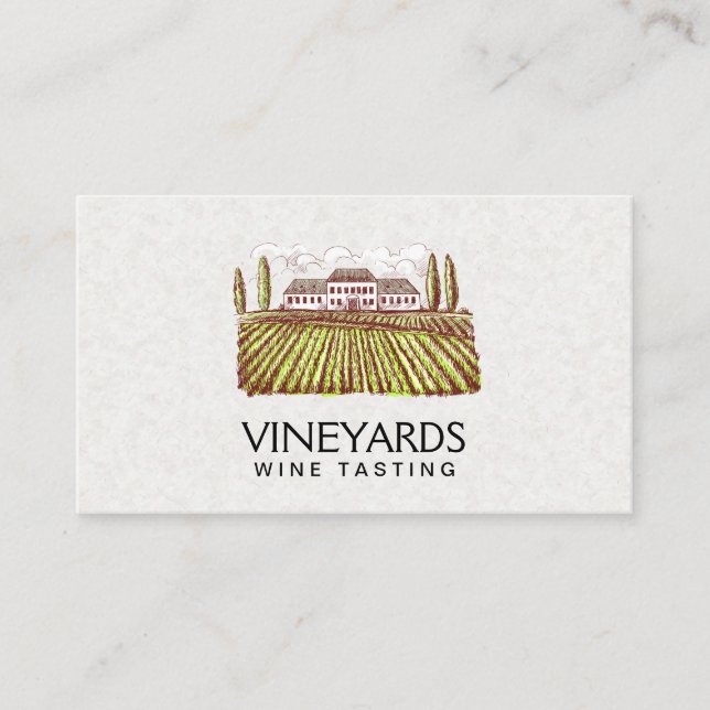 Cartão De Visita Vineyard Estate | Desenho da Vinery (Frente)