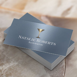 Cartão De Visita Vinho Barman Sommelier Moderno Dusty Azul