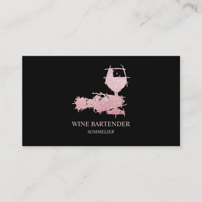Cartão De Visita Vinho Barman Sommelier Rosa Dourado (Frente)