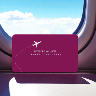 Cartão De Visita Vinho consultor de Viagem de avião pequeno