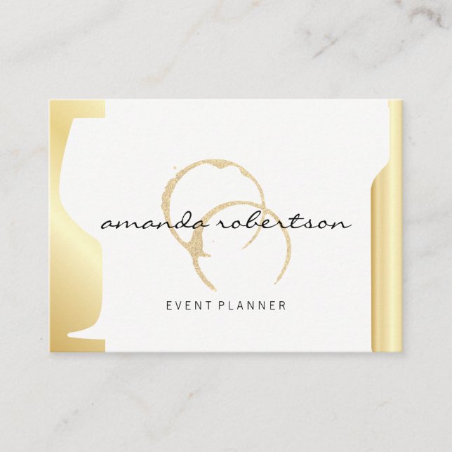 Cartão De Visita Vinho Fragmentado Manchas Douradas Vidro Metálico  (Frente)