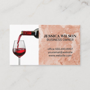 Cartão De Visita Vinho tinto em vidro Mármore cor-de-laranja rosa