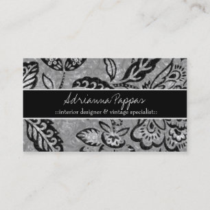 CARTÃO DE VISITA VINTAGE 311 FLORAL PRETO CINZENTO