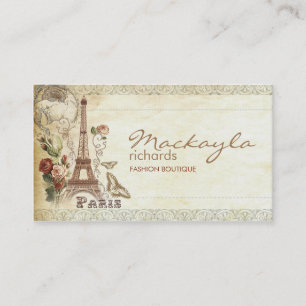Cartão De Visita vintage à moda Paris floral