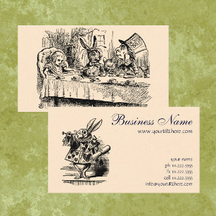 Cartão De Visita Vintage Alice no País das Maravilhas, cena do Tea 