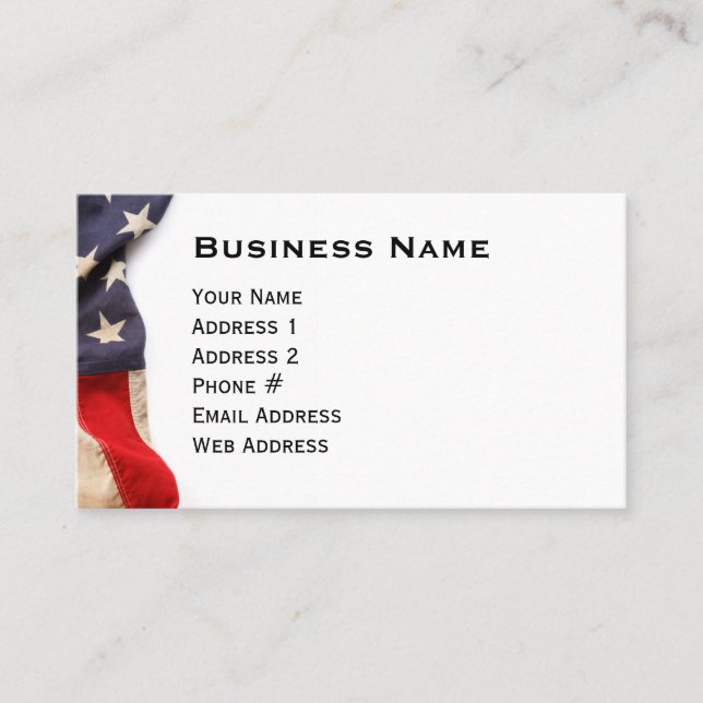 Cartão De Visita Vintage American Flag Border (Frente)