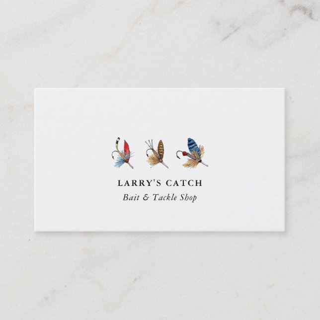 Cartão De Visita Vintage Aquarela Pesca (Frente)