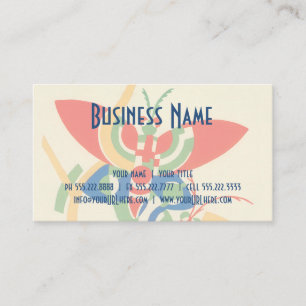 Cartão De Visita Vintage Art Deco Jazz Pochoir Garden Butterflies