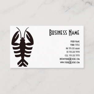 Cartão De Visita Vintage Art Deco Seafood, Lagosta em Preto