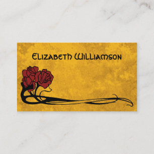 Cartão De Visita Vintage Art Nouveau Retro Chic Rosa Floral