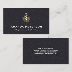 Cartão De Visita Vintage Barber Stripe Pole  Contexto do couro