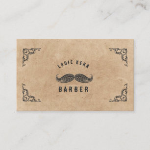 Cartão De Visita Vintage Barbershop Penteado bigode Beige