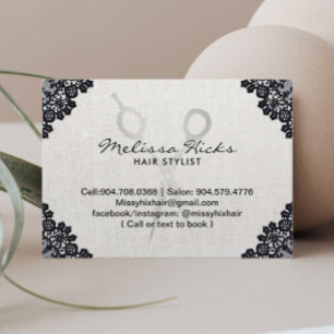 Cartão De Visita Vintage Black Lacty Beauty Salon Hair Stylist