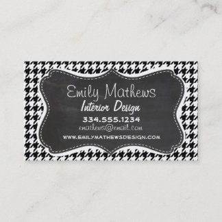 Cartão De Visita Vintage Chalkboard Black Houndstooth