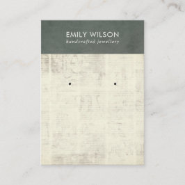 CARTÃO DE VISITA VINTAGE CINZA VELHO JORNAL STUD EARRING