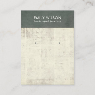 CARTÃO DE VISITA VINTAGE CINZA VELHO JORNAL STUD EARRING