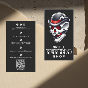Cartão De Visita Vintage Compro de Tatuagem do Crânio