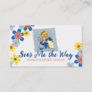 Cartão De Visita Vintage costureira costura máquina loira