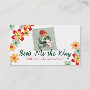 Cartão De Visita Vintage costureira costura máquina ruiva