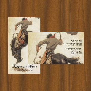 Cartão De Visita Vintage Cowboy, Bronco Buster Study pelo NC Wyeth