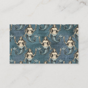 Cartão De Visita Vintage - Criaturas do Mar Sérlido Oceano Cor Azu