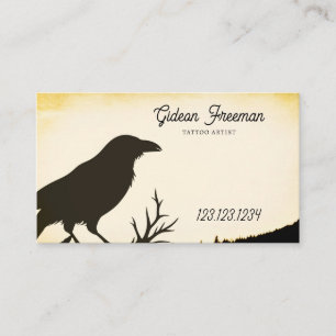 Cartão De Visita Vintage Crow Silhouette Tattoo Artist