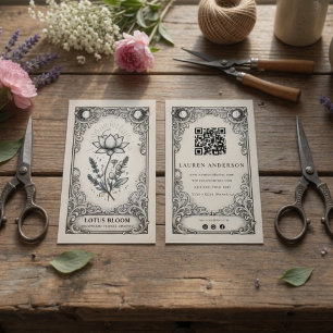 Cartão de Visita Vintage de Florista Celestial   M