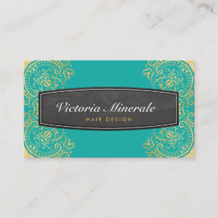 Cartão De Visita VINTAGE delicado jade de prato chalkboard em forma