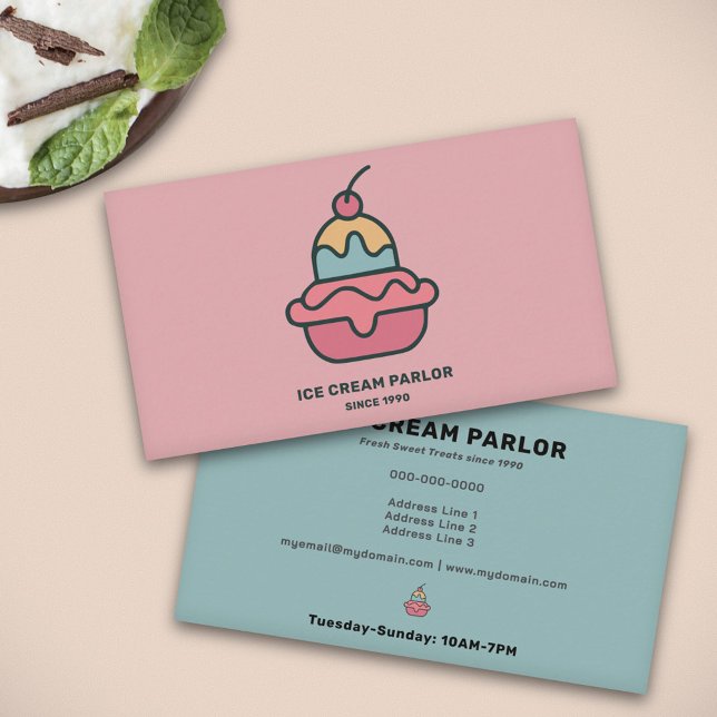 Cartão De Visita Vintage do sorvete (Ice Cream Parlor Vintage Business Card)