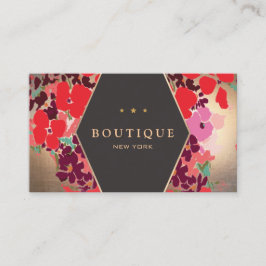 Cartão De Visita Vintage Dourada Floral Boutique Colorida