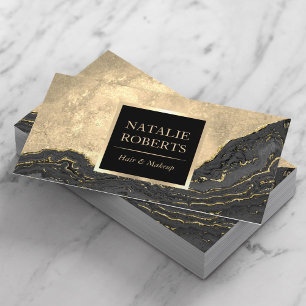 Cartão De Visita Vintage Dourado Agate Makeup Artist Hair Beauty Sa