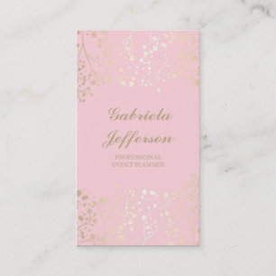 Cartão De Visita Vintage Dourado do rosa da respiração do bebê