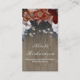 Cartão De Visita Vintage e Rustic Plum e Burgundy Floral Boho