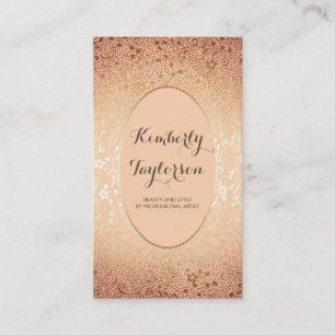 Cartão De Visita Vintage elegante do ouro e do pêssego contudo