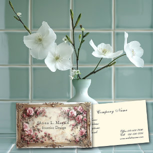 Cartão De Visita Vintage Elegante, Rosa Rosa Vitoriana