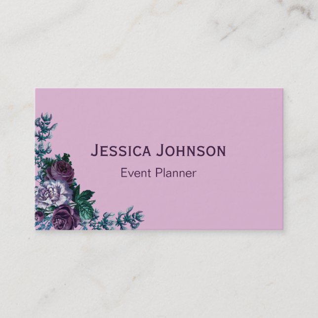 Cartão De Visita Vintage Event Planner Floral (Frente)