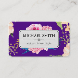 Cartão De Visita Vintage Floral Elegante Moderna Cor do Índio