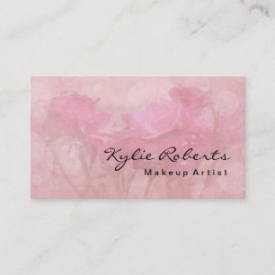 Cartão De Visita Vintage Floral Rosa Makeup Artist Calliografia