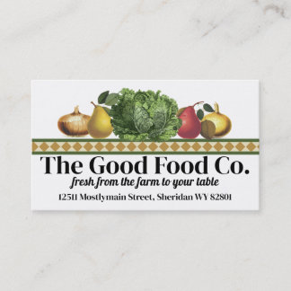 Cartão De Visita Vintage frutas vegetais comida chef catering cards