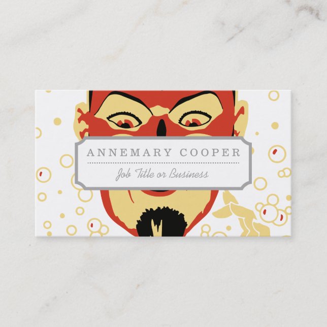 Cartão De Visita Vintage Halloween Cabeça Diabo #2 (Frente)