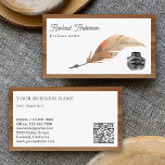 Cartão De Visita Vintage Inkwell Feather Quill Caneta Gravador de C<br><div class="desc">Cartão de visita elegante com uma bela caneta de remo com a tipografia moderna. Personalize-o com o seu nome e os seus contatos para dar uma primeira impressão duradoura.</div>