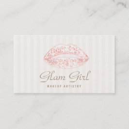Cartão De Visita Vintage Makeup Artista Rosa Lábios Lanternas