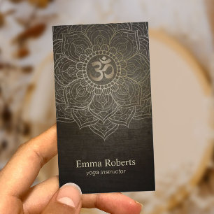 Cartão De Visita Vintage Mandala Namaste Om - Símbolo Yoga Professo