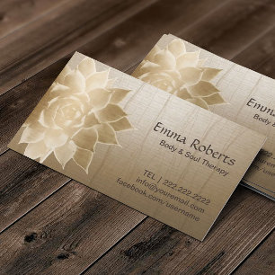 Cartão De Visita Vintage Massage Therapy Dourado Lotus Health Spa