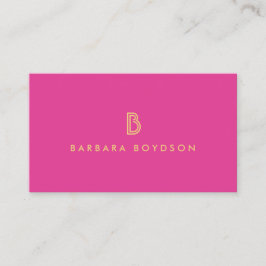 CARTÃO DE VISITA VINTAGE MODERN PINK E LOGOTIPO INICIAL DOURADO DO 