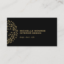 Cartão De Visita Vintage Modernist Starburst Interior Designer Blk